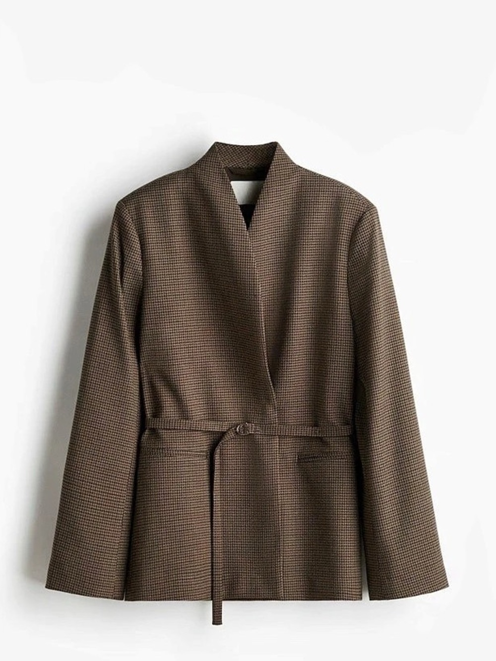 Houndstooth Belted Coat in Brown & Black Like New